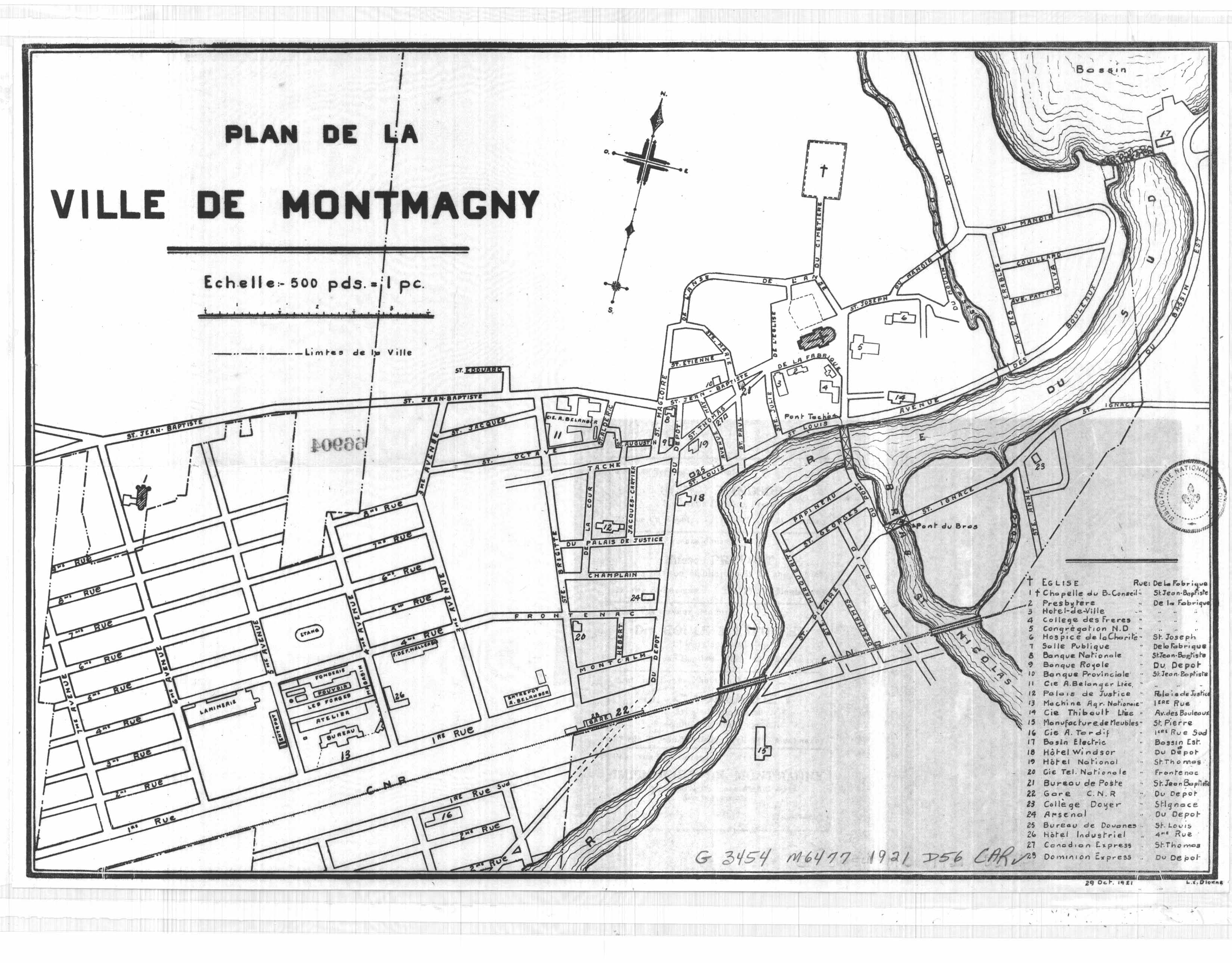 Carte géographique détaillée de la ville de Montmagny