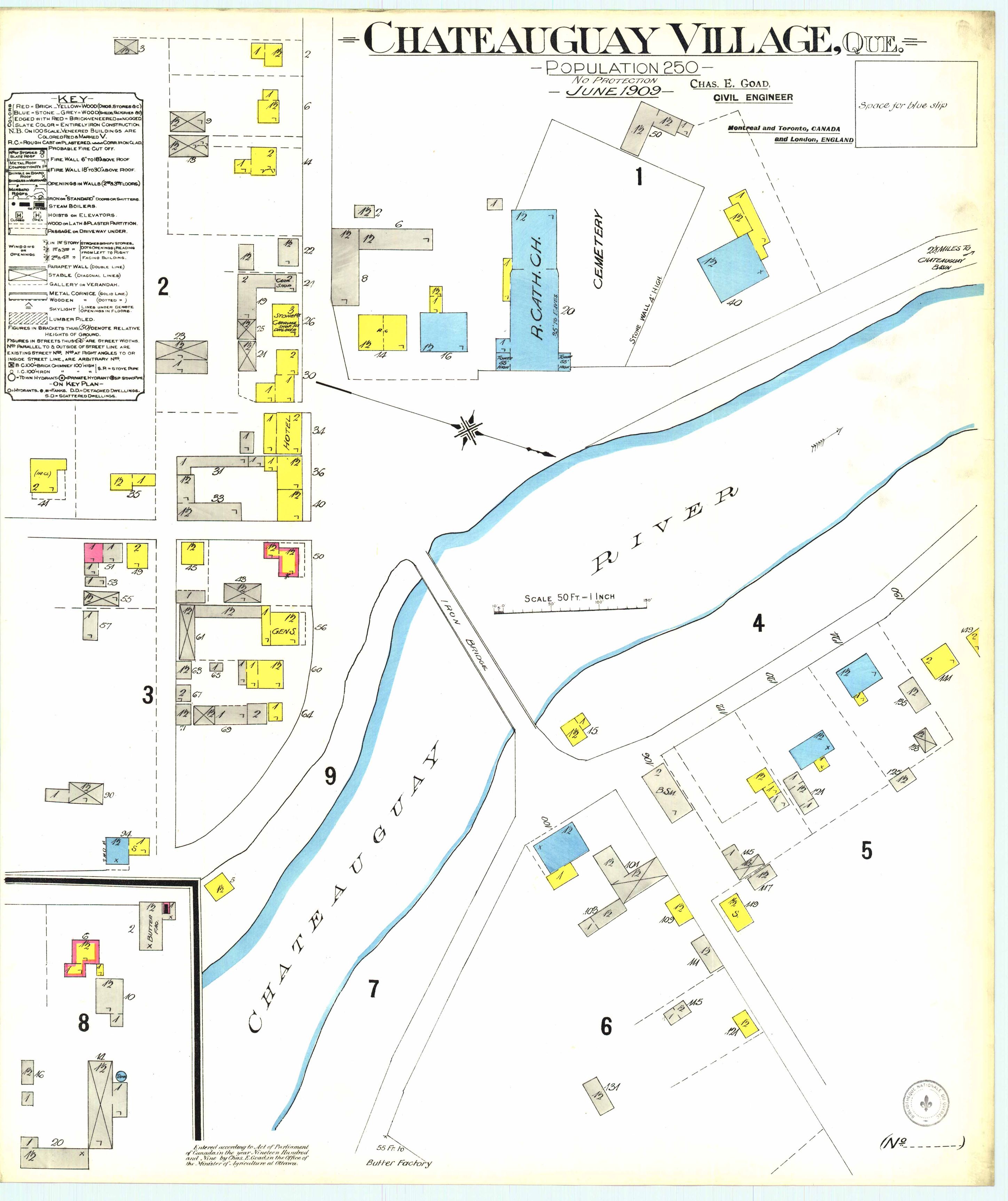 Carte géographique détaillée du village de Châteauguay
