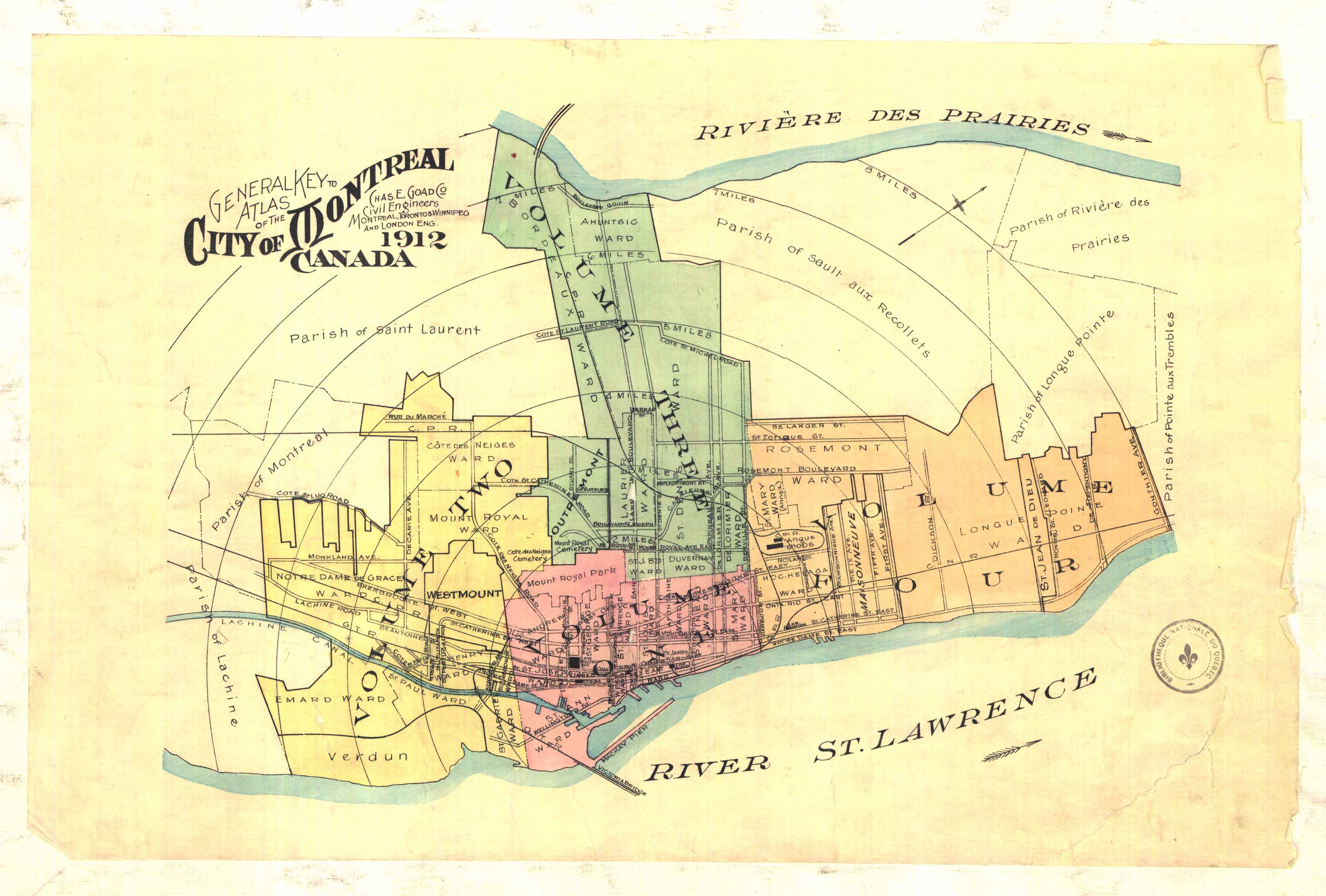 Carte géographique détaillée de la ville de Montréal et ses environs