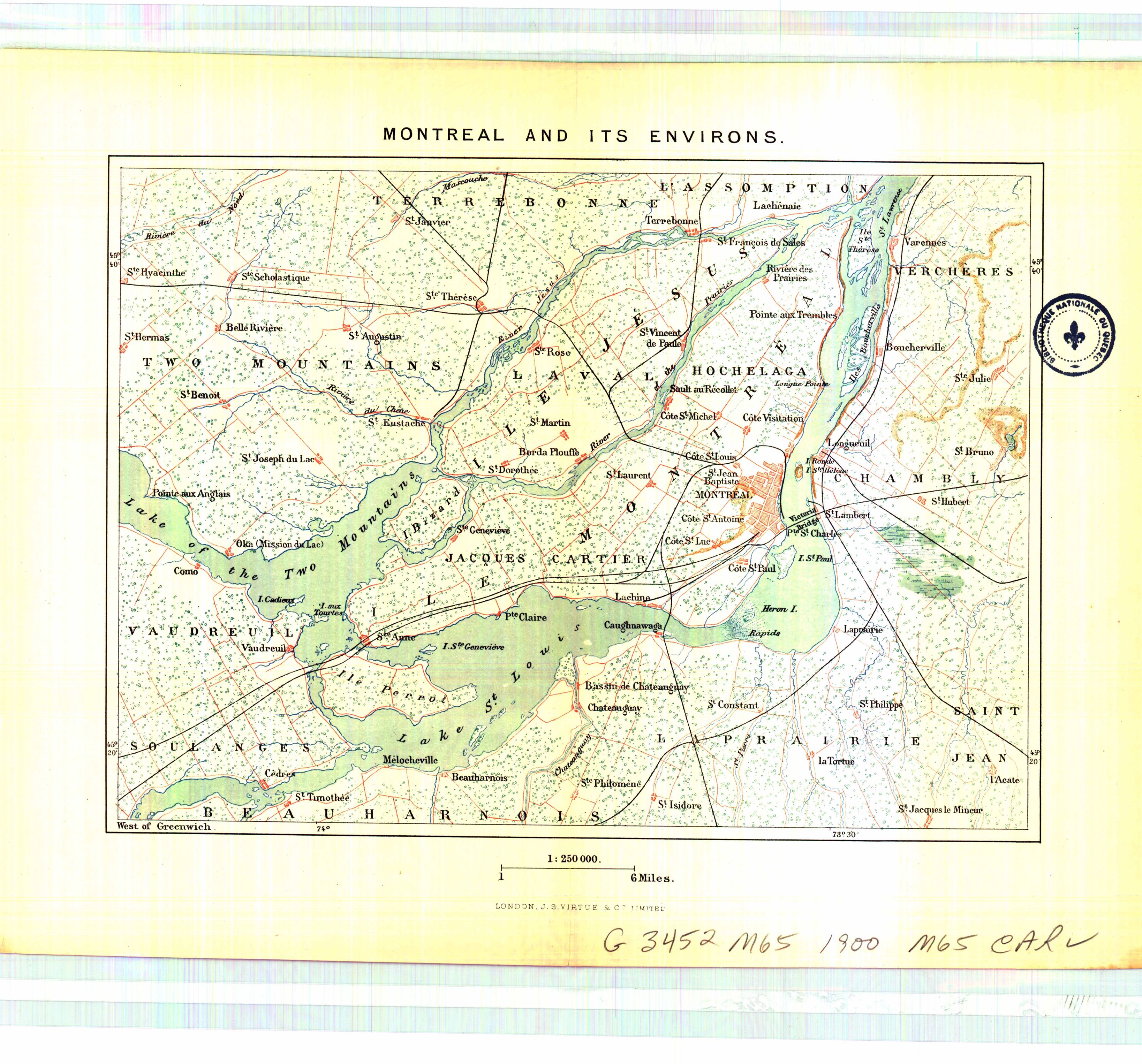 Carte géographique détaillée de Montréal et ses environs