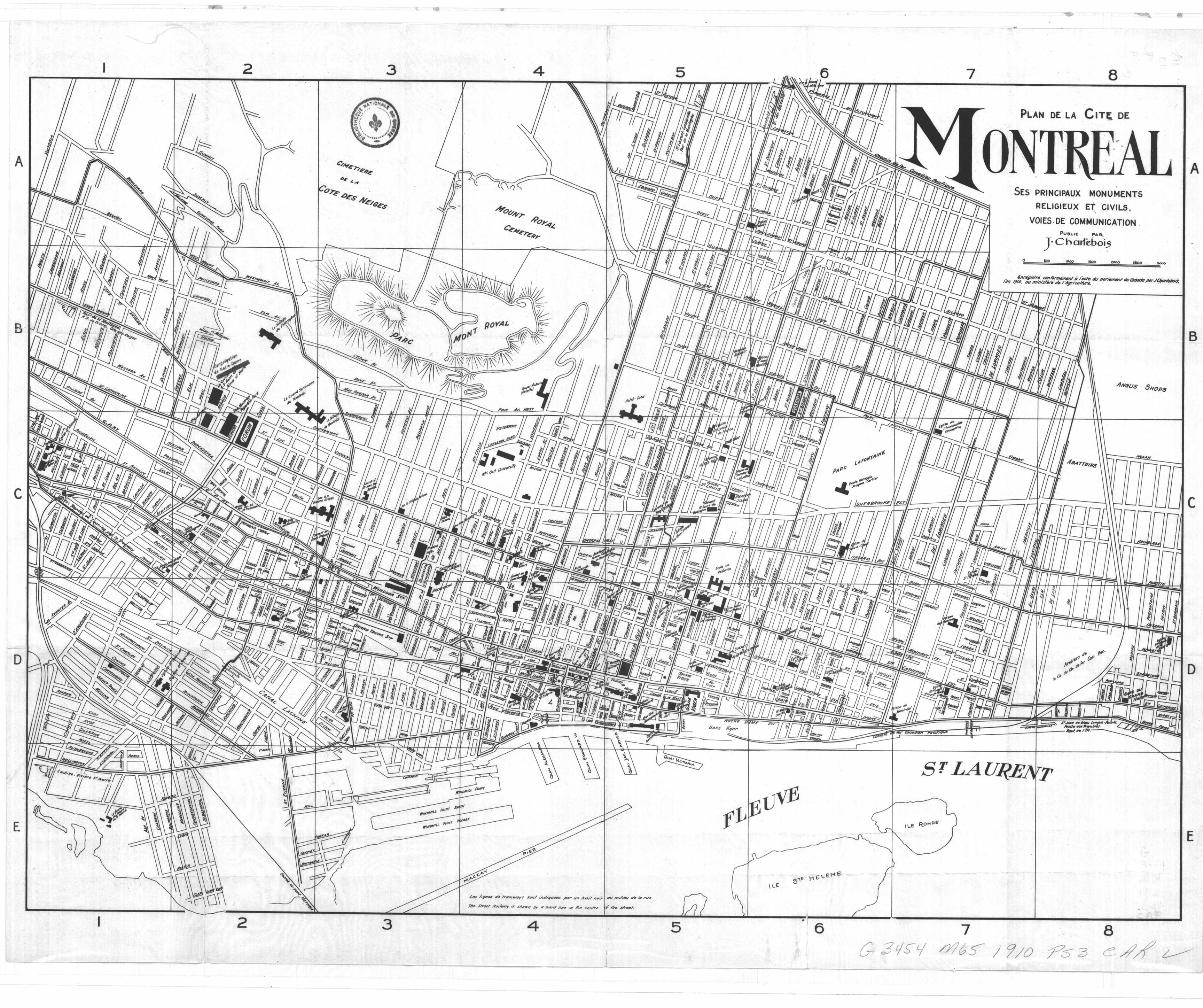 Plan détaillé de la cité de Montréal : ses principaux monuments religieux et civils