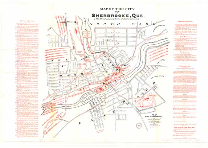 Carte géographique de la ville de Sherbrooke