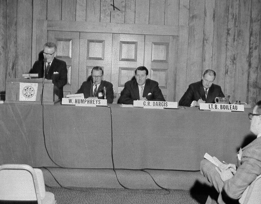Allocution lors de la conférence annuelle de l'Association de prévention des accidents du travail à l'hôtel Reine Elizabeth de Montréal en 1963