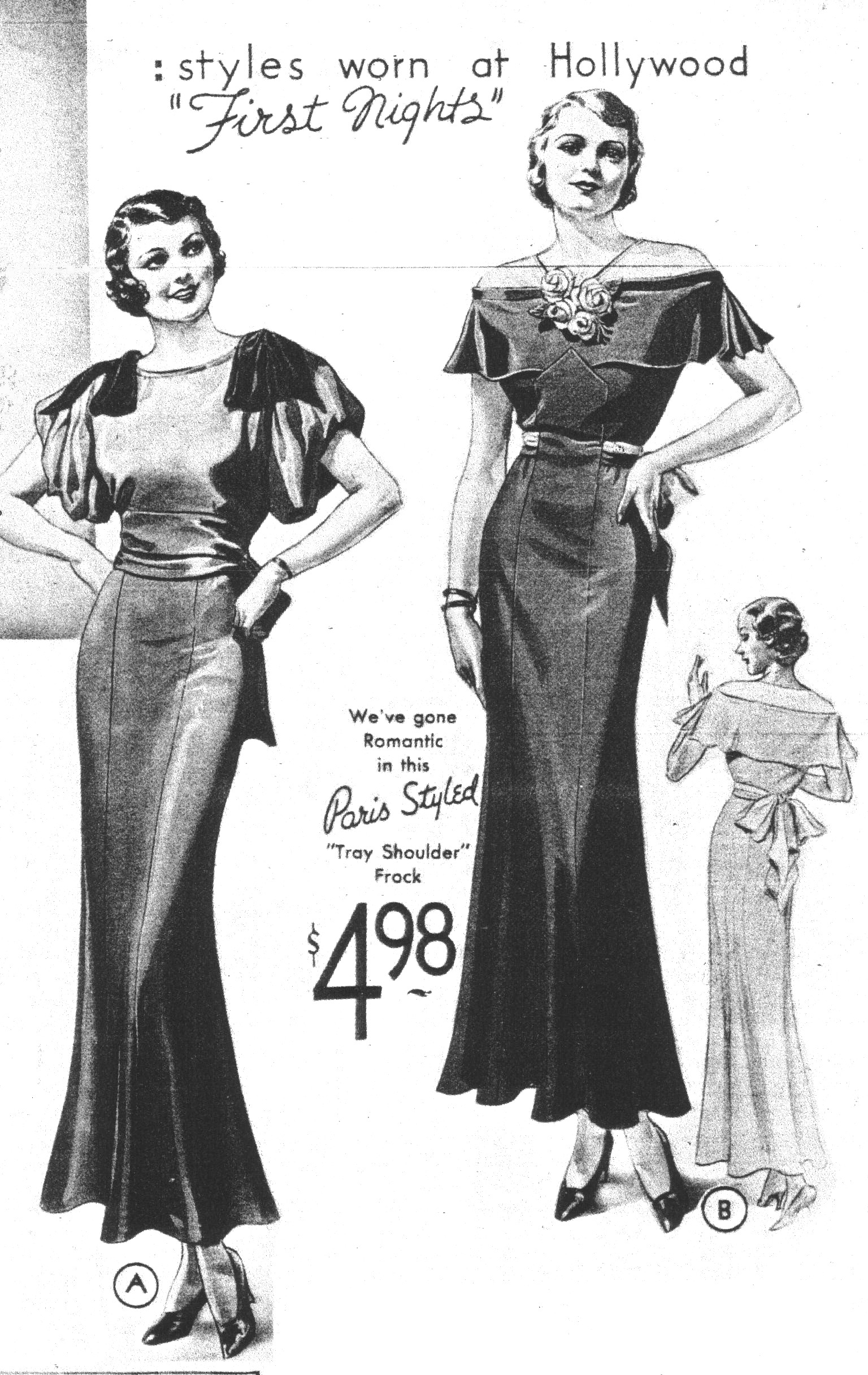 Robes de soirée s'inspirant de la mode d'Hollywood démontrant clairement la taille fine des femmes les portant