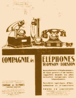 publicité des années 1925, portant sur les téléphones à cornet