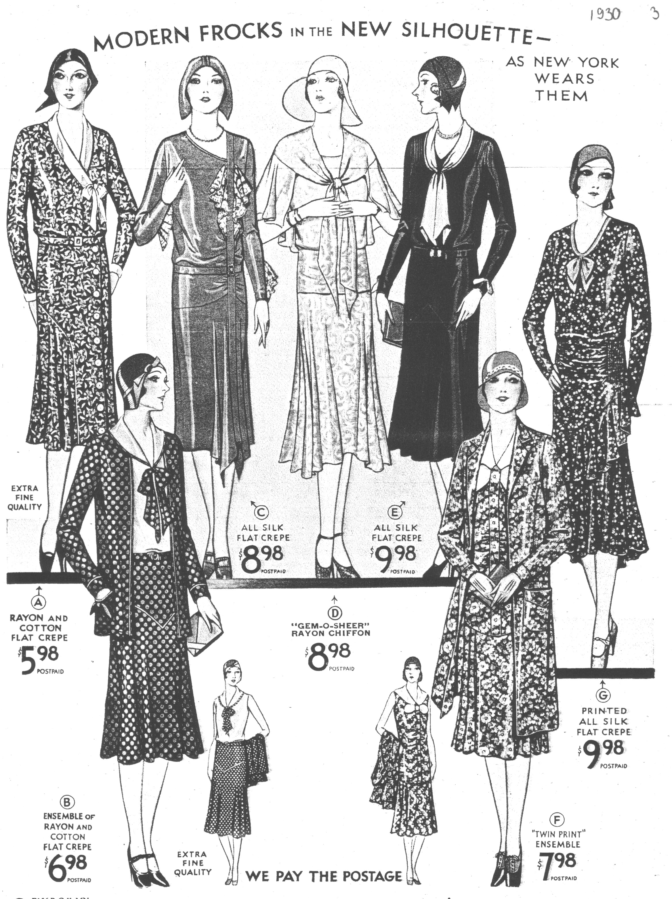 Mode pour tous des années 1930 parue dans le catalogue Sears