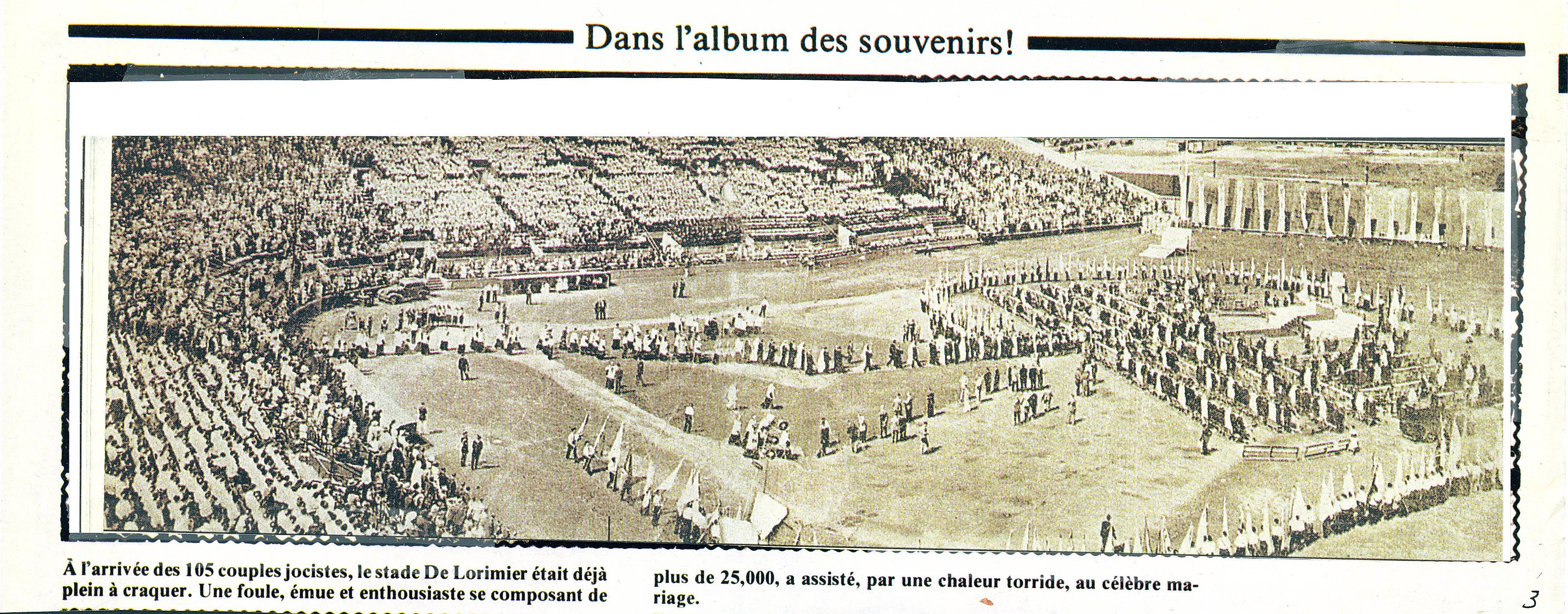 Arrivée des fiancés au Stade Delorimier, le 23 juillet 1939.
