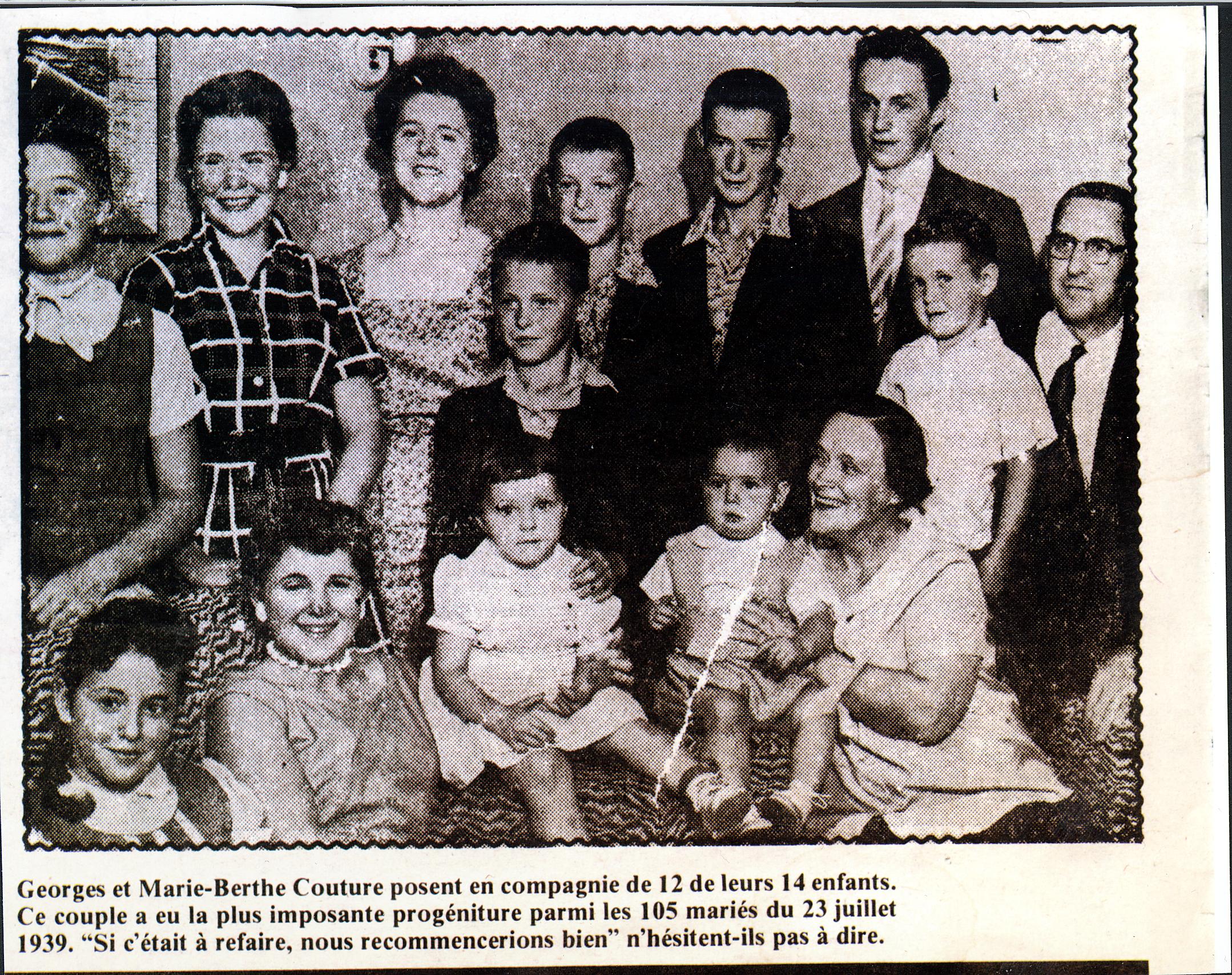 Une famille issue des 105 mariages de juillet 1939.