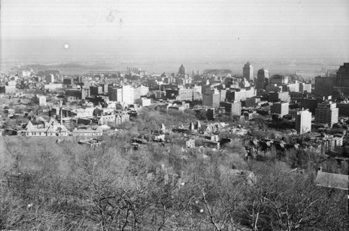 Le centre-ville et la partie est de Montréal, vus du mont Royal